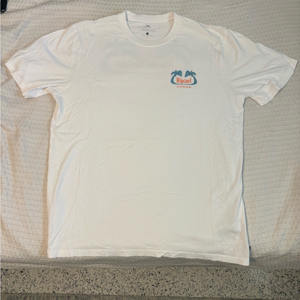 Rip Curl White Tee with Blue and Orange Logo